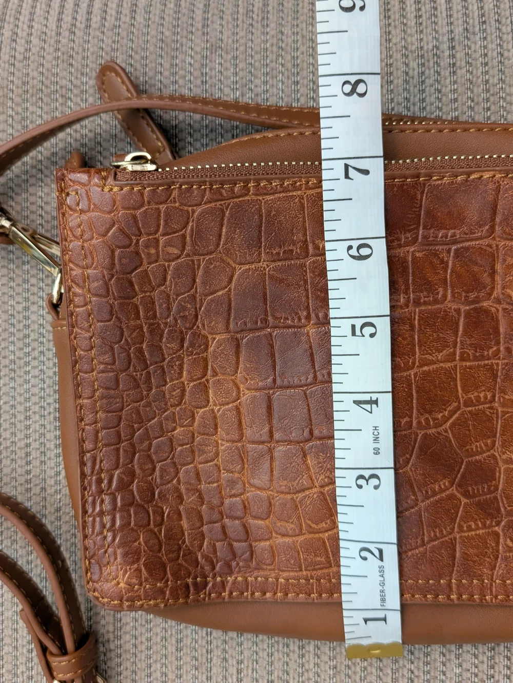 Urban Expressions Brown Croc-Embossed Crossbody Bag